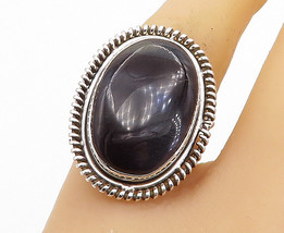 925 Sterling Silver - Black Agate Shiny Oval Twist Cocktail Ring Sz 9.5 - RG7987 - £33.75 GBP