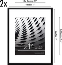 11x14 Picture Frame in Black Set of 2 Thin Border 8x10 Picture Frame with and 11 - £29.07 GBP