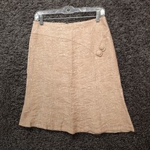 Coldwater Creek Skirt Women Petite 6 P6 Tan Paisley Zip Up Midi Knee Length - £13.05 GBP