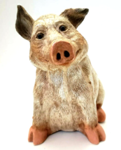 Pig sitting up Figurine pink Resin Statue Home Decor 7.5 &quot; Vintage - £15.97 GBP