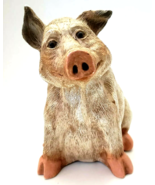 Pig sitting up Figurine pink Resin Statue Home Decor 7.5 &quot; Vintage - £15.65 GBP