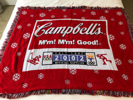 Winter Olympics 2002 Campbell&#39;s Soup Fringed Throw Blanket Salt Lake City - £29.75 GBP