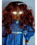 Haunted Doll Animated Creepy Girl Arms Head Move Talks White Eyes 18&quot;  H... - $27.67