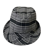 ABG Accessories Fedora Bowler Hat Unisex Gray Black Plaid Brim One Size - $17.02