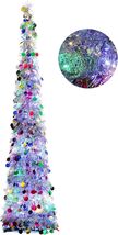 Pop-Up Christmas Tree 60" Lighted 100 LED Multi-Color Tinsel Sequin Penc... - $27.22+