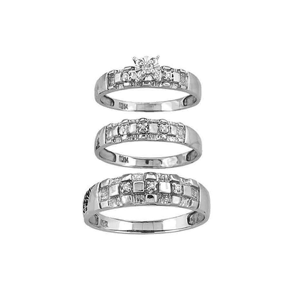 Primary image for 10kt White Gold His & Her Round Diamond Matching Bridal Wedding Ring Set