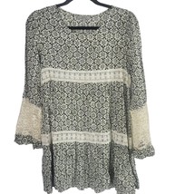 Jodifl Tunic Top M Womens Pullover Multicolor Lace Detail Crew Neck Long... - £12.13 GBP