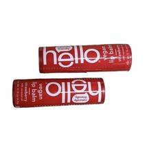 (2) Hello Moisturizing Vegan Lip Balm w/ Coconut Oil, Strawberry, New Sealed - £15.68 GBP