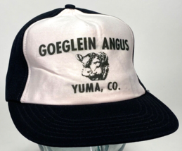 GOEGLEIN ANGUS Hat-Yuma CO-Black, White-Snapback-Trucker Cap-Beef Cow-USA - $20.57