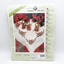 Modell Poinsettia Cross Stitch Tablecloth Kit 32” X 32” Christmas Germany - $26.99