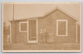 RPPC Boston MA Man Rifles Rocking Chair At Cottage Sebastian Family Postcard A49 - £23.94 GBP