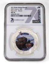 2021 Cook Islands S $5 États Unis Animal New York 1 ML Classé Par NGC Comme - £138.68 GBP