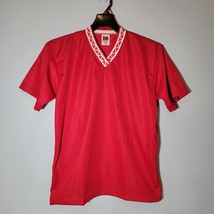 Don Alleson Athletic Mens Large Pullover V Neck Shirt Red and White Casual - £8.36 GBP