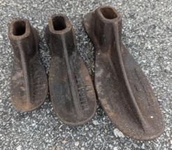 Antique Warranted 16 17 18 Cast Iron Cobbler Shoe Form Lot of 3 - $40.90