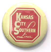 Kansas City Southern Lines Railroad Train Button Pin 2.25&quot; Yellow Red - £9.37 GBP