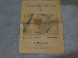 Newspaper Lyndon Baines Johnson LBJ 1973 Texas Memoriam - £11.88 GBP