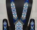 Blue and white designer seeds beads native american necklace   earings 0  1  thumb155 crop