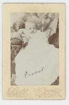 Antique ID&#39;d CDV c1870s 5 Mo. Adorable Baby In Dress on Fur St. Thomas ON Canada - £8.99 GBP