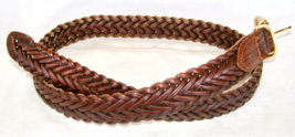 Vintage Argentina Reptile Skin Woven Leather Belt - Natural Grain Brown Leather+ - $28.71