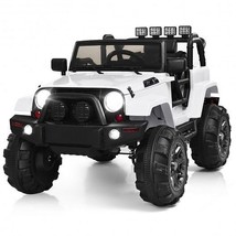 12V Kids Remote Control Riding Truck Car with LED Lights-White - Color: White - £252.70 GBP