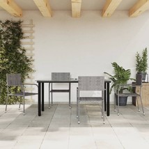  Garden Dining Set Grey and Black Poly Rattan and Steel Five Piece - $8,975.61 MXN