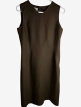 TALBOTS IRISH LINEN DRESS 6 MAXI SHEATH BACK ZIP BROWN SLEEVELESS 100% L... - £14.20 GBP