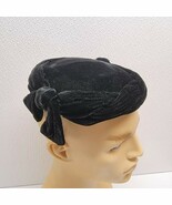 Vintage Women&#39;s Hat Randy Sue Black Adjustable Velvet Black Pillbox Hat ... - $54.17 CAD