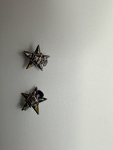 Pair Of Vintage Order Of The Eastern Star 25 Year Sterling Silver Pin 1.2cm BB15 - £20.46 GBP