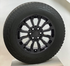 GMC Sierra Yukon 18&quot; Gloss Black AT4 Style Replica Wheels 275/65R18 A/T Tires - £1,769.64 GBP
