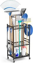 Daoutime Garden Tool Organizer With Wheels, Yard Tool Tower Rack For, Black - $43.96