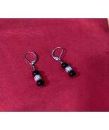 Silver &amp; Black Bead Dangle Earrings - $72.93 MXN