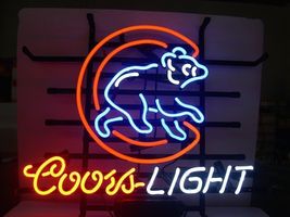 Coors Light Chicago Cubs Baseball MLB Real Glass Beer Neon Sign 17&quot;x14&quot; - £104.21 GBP