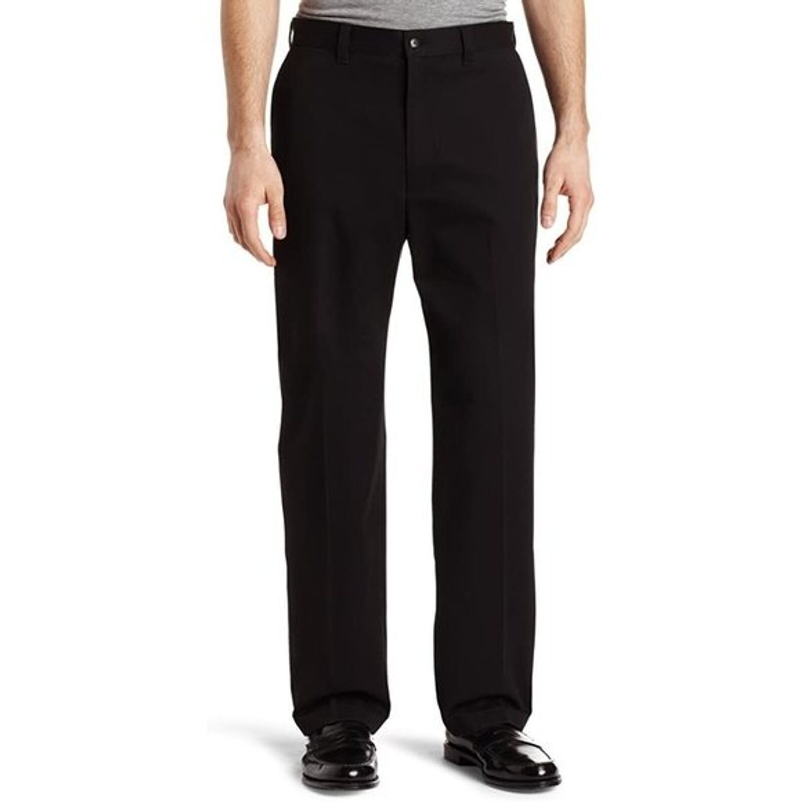 NWT Mens Size 40 40x32 Haggar Black Mitchell Khaki Twill Flat Front Pants - $19.59