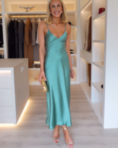 ZARA BNWT 2024. GREEN SEA MIDI SLIP DRESS SATIN STRAPS. 2174/331 - £50.26 GBP