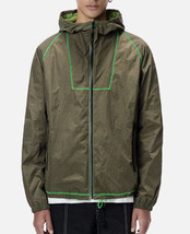 Nwt John Elliott Mens High Shrunk Nylon Fullzip Jacket Olive/Neon Green Size M - £78.04 GBP