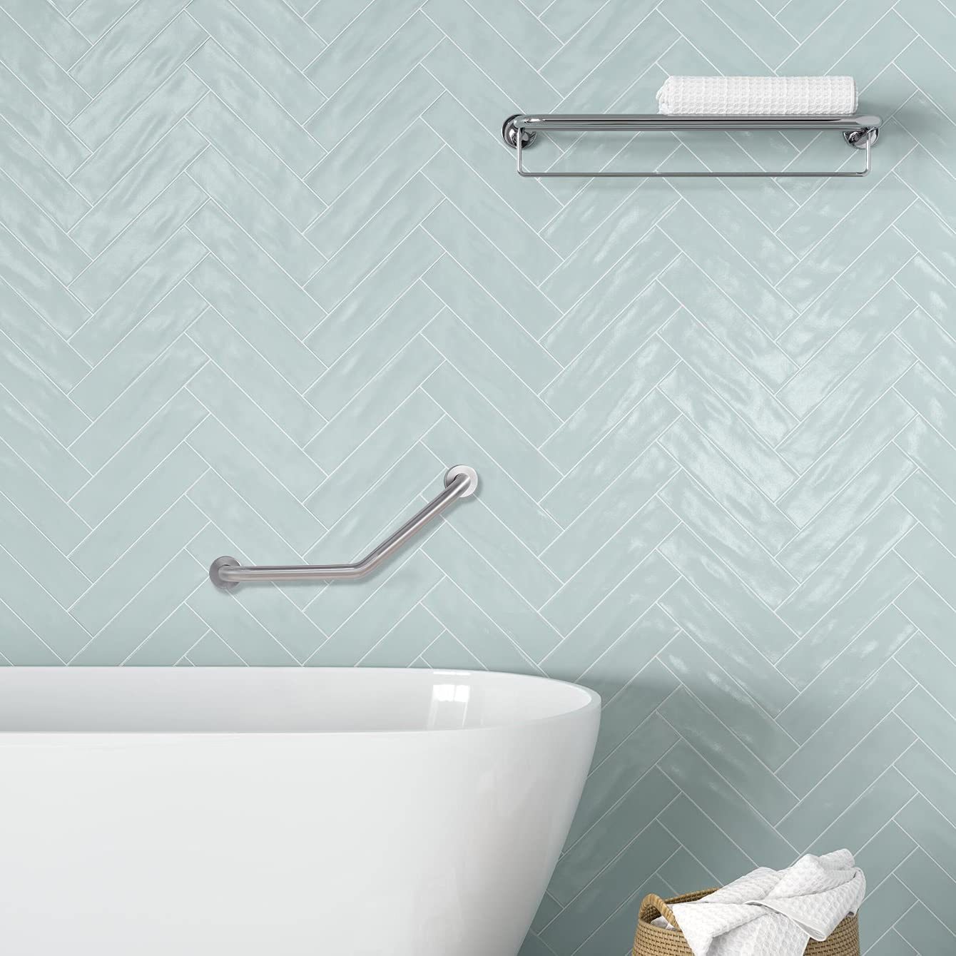 Moen Polished Stainless Bathroom Safety 24-Inch Shower Grab Bar With Concealed Screws For Handicapped Or Elderly, R8924