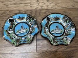 Vintage Lot of 2 Walt Disney World Trinket Trays Monorail Castle KG JD - $40.59