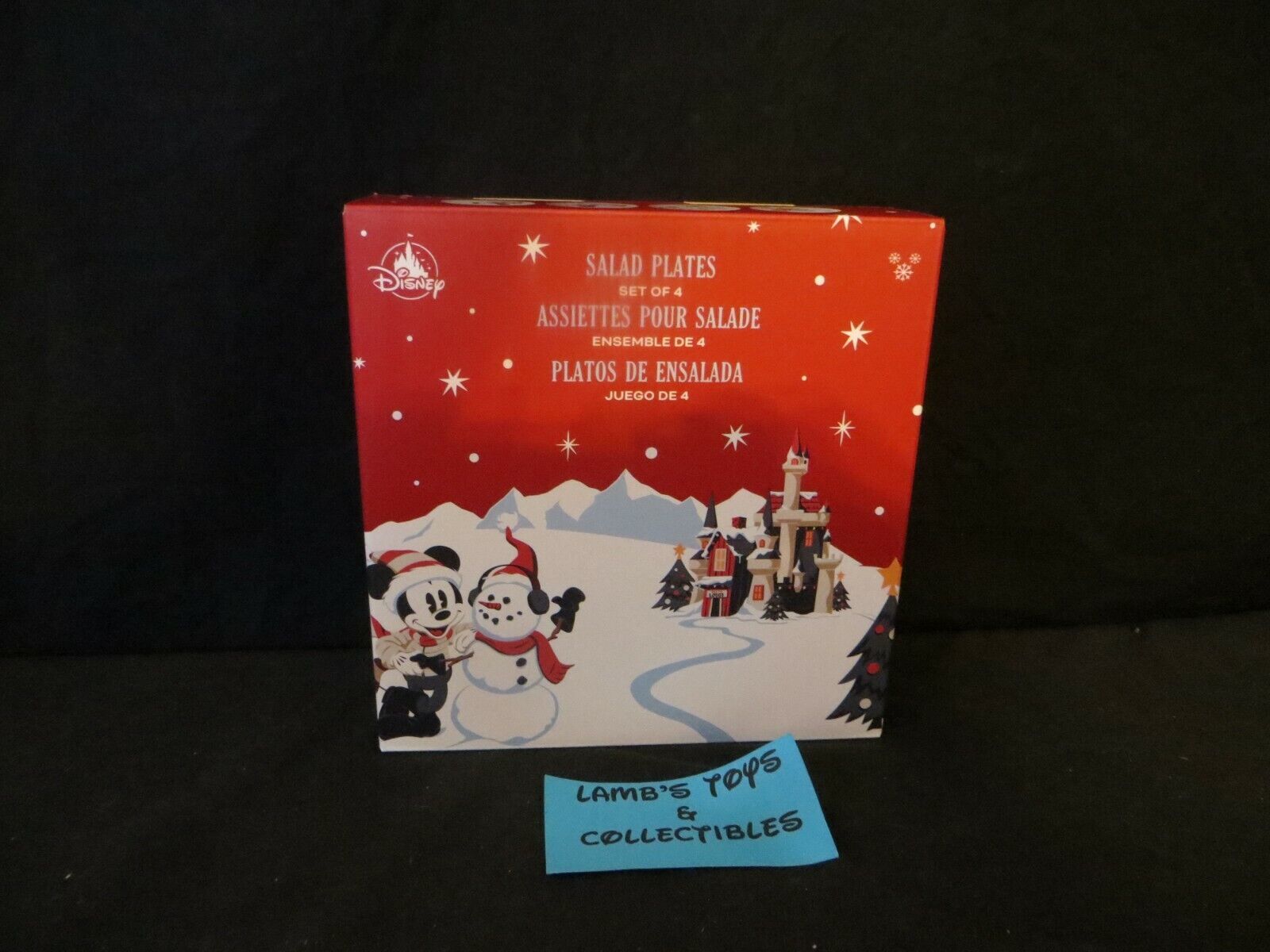 ShopDisney Walt's Holiday Lodge Mickey and Friends Christmas Salad Plate Set 4 - $80.49