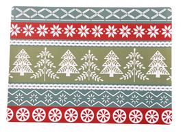 Fair Isle Sweater Look Christmas Tree Placemats Set of 4 Vinyl Foam Back... - $36.51