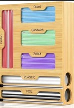 For Ziploc Bag Storage Organizer - 6 in 1 Wrap Dispenser with Cutter - £18.90 GBP