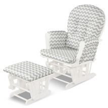 Costway Glider And Ottoman Cushion Set Wood Baby Nursery Rocking Chair - £273.98 GBP