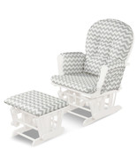 Costway Glider And Ottoman Cushion Set Wood Baby Nursery Rocking Chair - £273.98 GBP