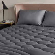 Quilted Mattress Pad Pillow Top Matress Topper Soft Bed Cover Fitted Deep Pocket - £33.97 GBP+