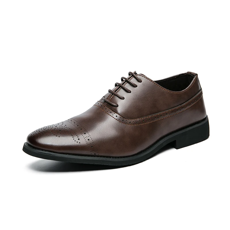    Men&#39;s Ox Leather Shoes High Quality Brogue Business Office Male Comfortable D - £79.79 GBP