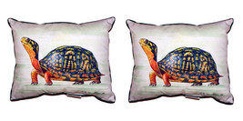 Pair of Betsy Drake Happy Turtle Large Pillows 16 Inch X 20 Inch - £70.08 GBP