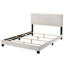 Lien Queen Bed, White Faux Leather - $227.00
