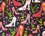 Tippy Toes Fabric by Dana Brooks for Henry Glass &amp; Co, Shoes,  Black, 1 ... - £11.59 GBP