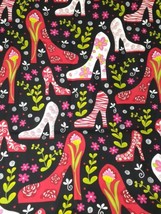 Tippy Toes Fabric by Dana Brooks for Henry Glass &amp; Co, Shoes,  Black, 1 Yard - £11.49 GBP