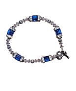 Blue and Clear Rhinestone Bracelet 7 Inch Toggle Bracelet - £3.92 GBP