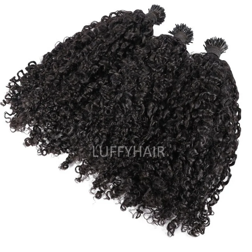 Sassy Curly I Tip Hair Extensions 100 strand Remy Brazilian Microlinks Human - $88.13+